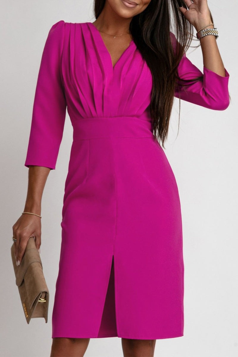 Sexy Slit V Neck Wrapped Skirt Dresses(4 Colors)