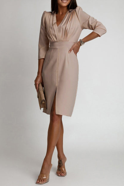 Sexy Slit V Neck Wrapped Skirt Dresses(4 Colors)