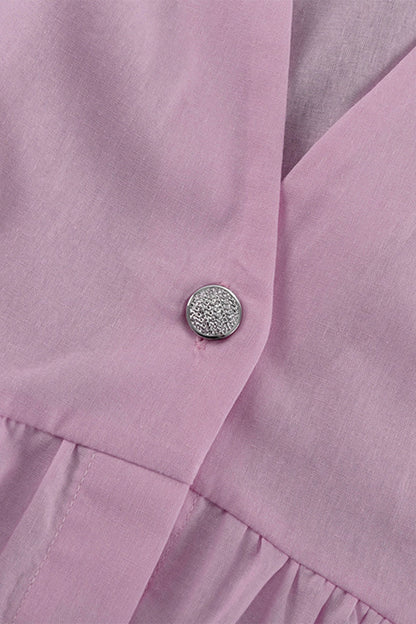 Conjunto casual de dos piezas con botones, escote en V y sin mangas
