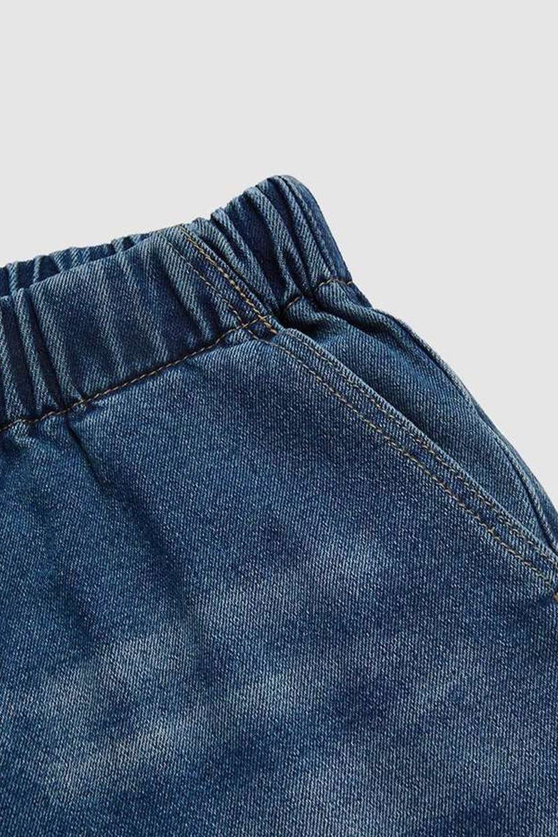 Vaqueros holgados de cintura media con fruncido y cordón desgastado
