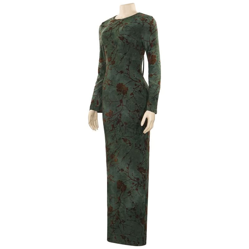 Long sleeve backless self tie slit maxi dress  | Festival Outfits Women