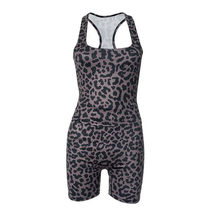 Square neck leopard print tank short pant set  | Festival Outfits Women