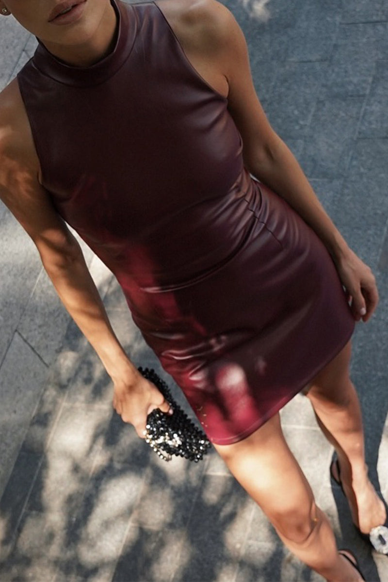 Sexy Zipper Turtleneck Wrapped Skirt Dresses(4 Colors)