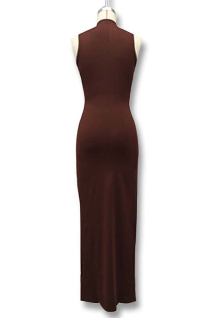 Vestidos largos casuales con cuello redondo fruncido (3 colores)