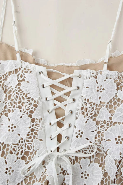 Sexy Lace Strap Design V Neck Long Dresses