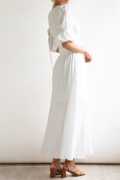 Elegant Buttons Patchwork V Neck A Line Dresses(3 Colors)