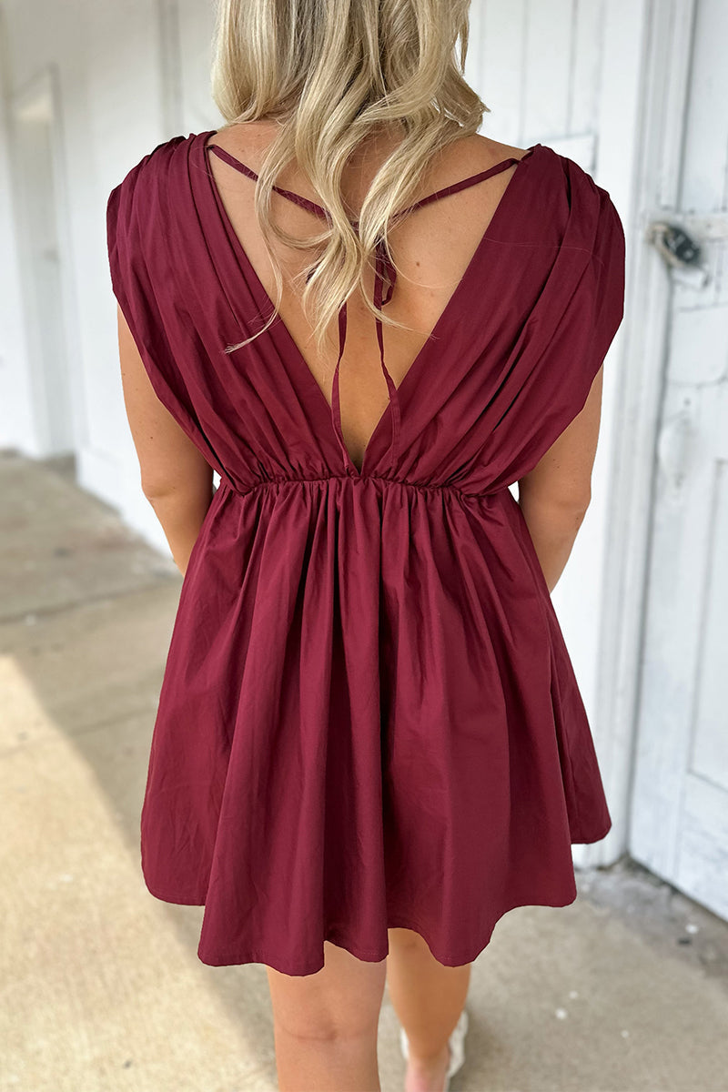 Daily Bow Patchwork Contrast V Neck Sleeveless Dresses