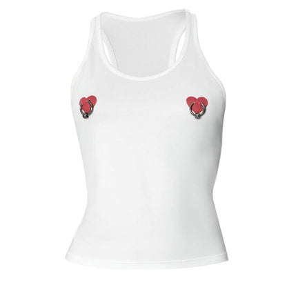 U neck sweetheart print o ring tank top  | Festival Outfits Women