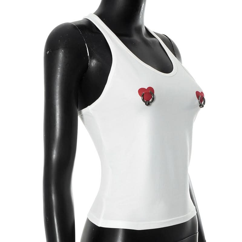 U neck sweetheart print o ring tank top  | Festival Outfits Women