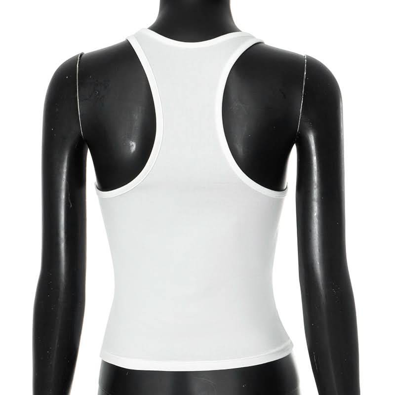 U neck sweetheart print o ring tank top  | Festival Outfits Women