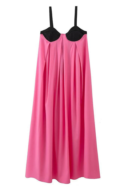 Vestidos sexis de patchwork con espalda descubierta y escote en V en contraste