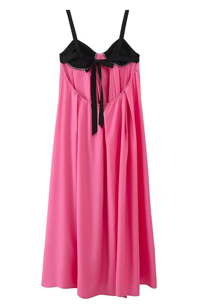 Vestidos sexis de patchwork con espalda descubierta y escote en V en contraste