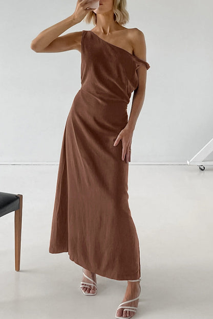 Casual Irregular Oblique Collar One Step Skirt Dresses