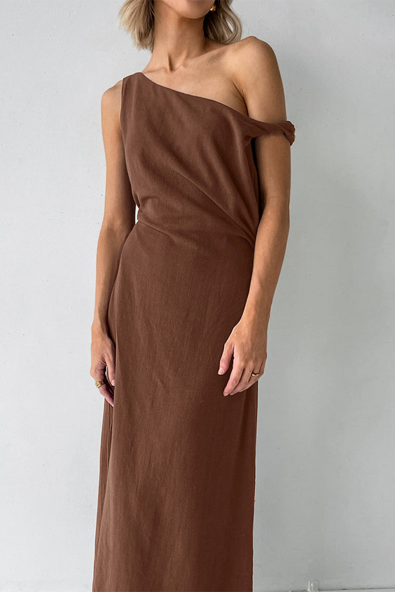 Casual Irregular Oblique Collar One Step Skirt Dresses