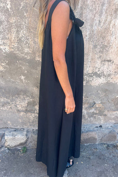 Casual Solid Color Flower Shape U Neck Sling Dresses