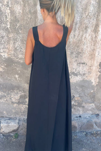 Casual Solid Color Flower Shape U Neck Sling Dresses