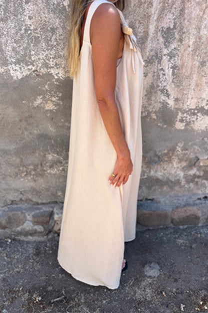 Casual Solid Color Flower Shape U Neck Sling Dresses