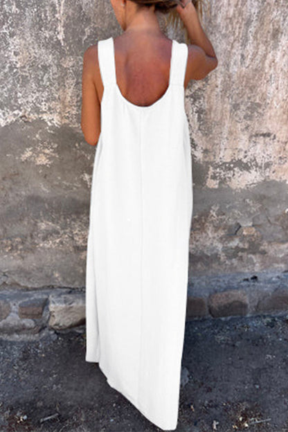 Casual Solid Color Flower Shape U Neck Sling Dresses