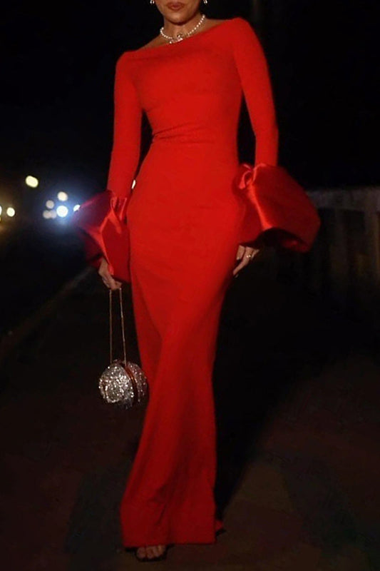 Sexy Solid Color Backless Off Shoulder Long Dresses