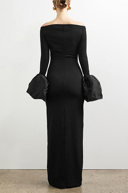Vestidos largos sexis de color sólido con espalda descubierta y hombros descubiertos