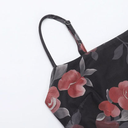 Flower print mesh cami maxi dress  | Festival Outfits Women