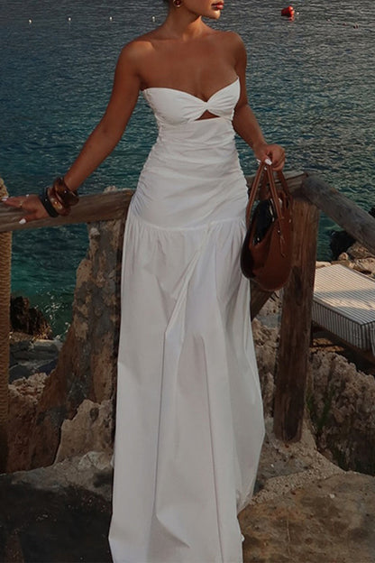 Sexy Solid Color Hollow Out Strapless Strapless Dresses