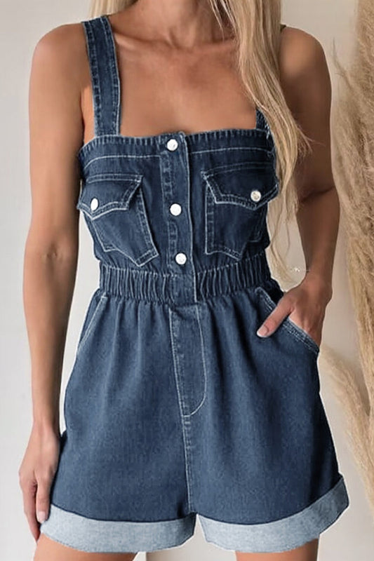 Mono informal de color liso con cuello cuadrado y bolsillo