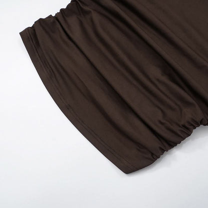 One shoulder irregular ruched beaded solid top  | Festival Outfits Women