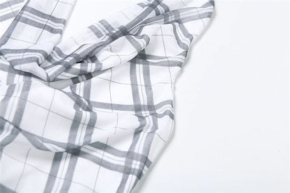 Halter cowl neck plaid backless top  | Festival Outfits Women