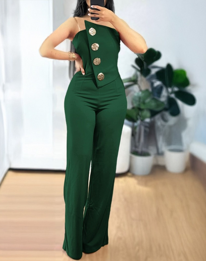 Braided Irregular Wide-Legged Jumpsuits