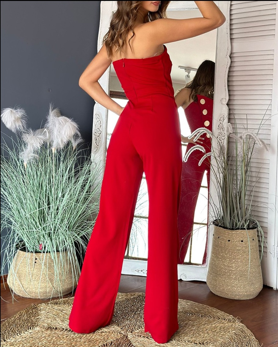 Braided Irregular Wide-Legged Jumpsuits
