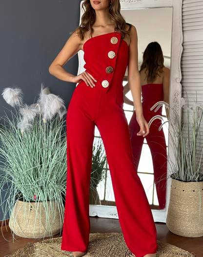 Braided Irregular Wide-Legged Jumpsuits