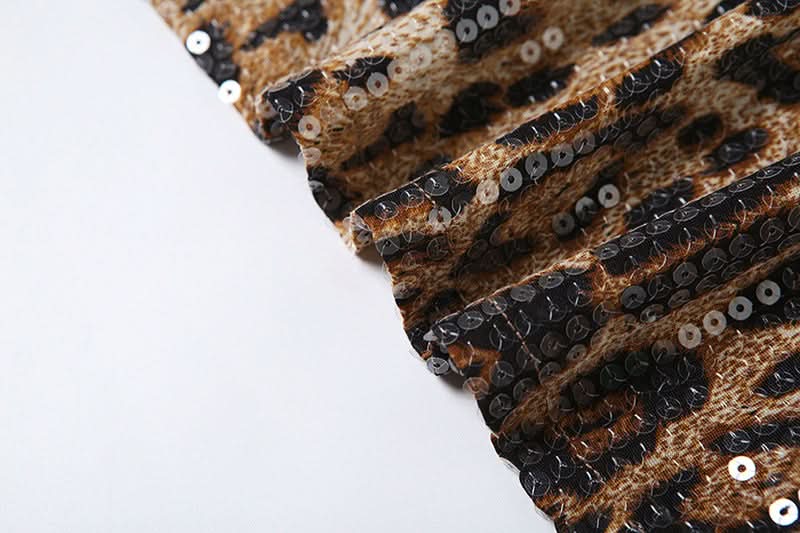 Glitter leopard print lace hem crewneck top  | Festival Outfits Women  | Cheetah Print Top