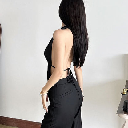Ruched square neck backless self tie cami top  | Festival Outfits Women