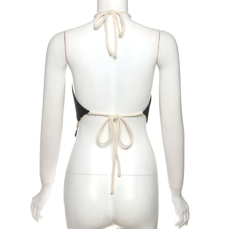 Halter striped self tie backless top  | Festival Outfits Women