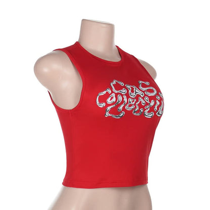 Crewneck letter pattern contrast crop top  | Festival Outfits Women