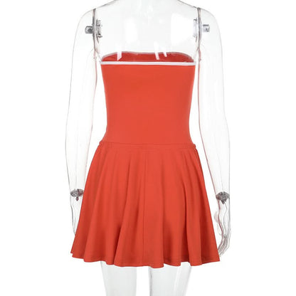 Self tie letter pattern backless tube mini dress  | Festival Outfits Women