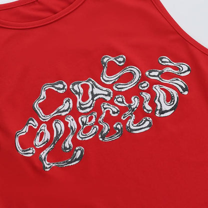 Crewneck letter pattern contrast crop top  | Festival Outfits Women