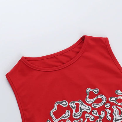Crewneck letter pattern contrast crop top  | Festival Outfits Women