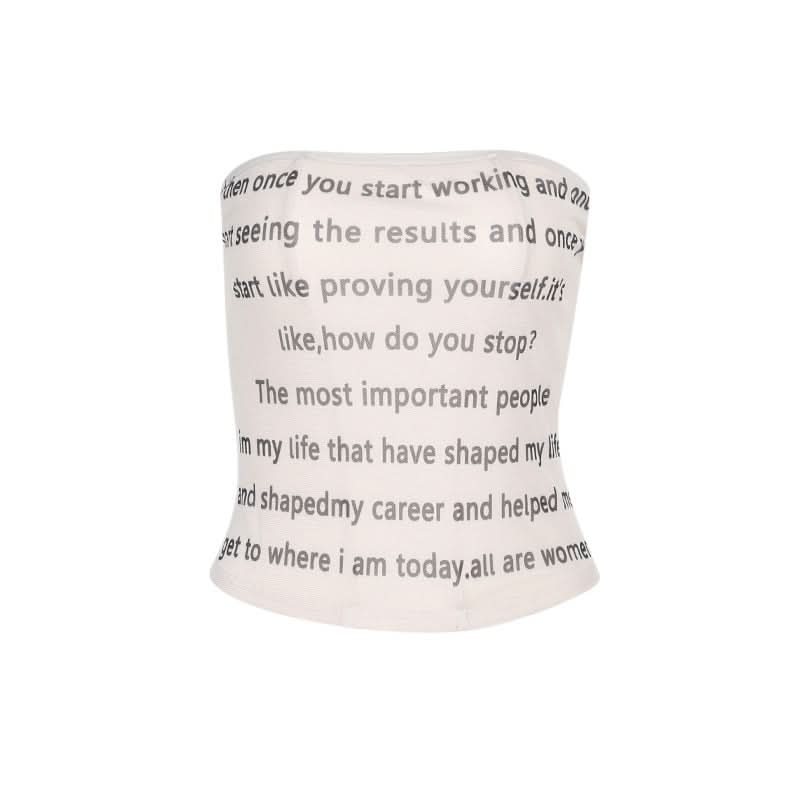 Mesh letter print contrast tube top  | Festival Outfits Women