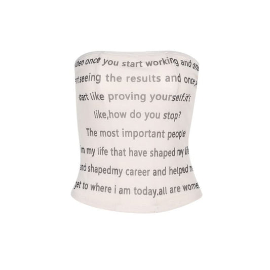 Mesh letter print contrast tube top  | Festival Outfits Women
