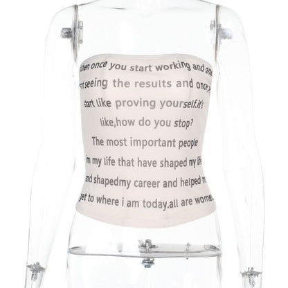 Mesh letter print contrast tube top  | Festival Outfits Women