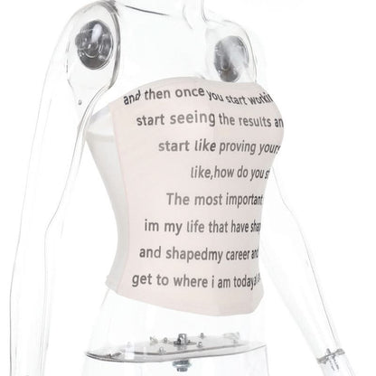 Mesh letter print contrast tube top  | Festival Outfits Women