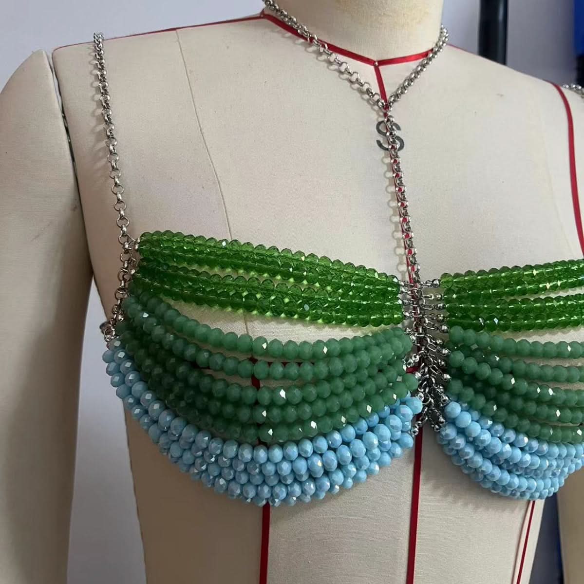 Metal chain beaded halter cami top  | Festival Outfits Women