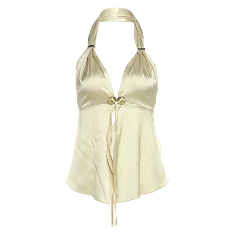 Halter shell applique backless top  | Festival Outfits Women