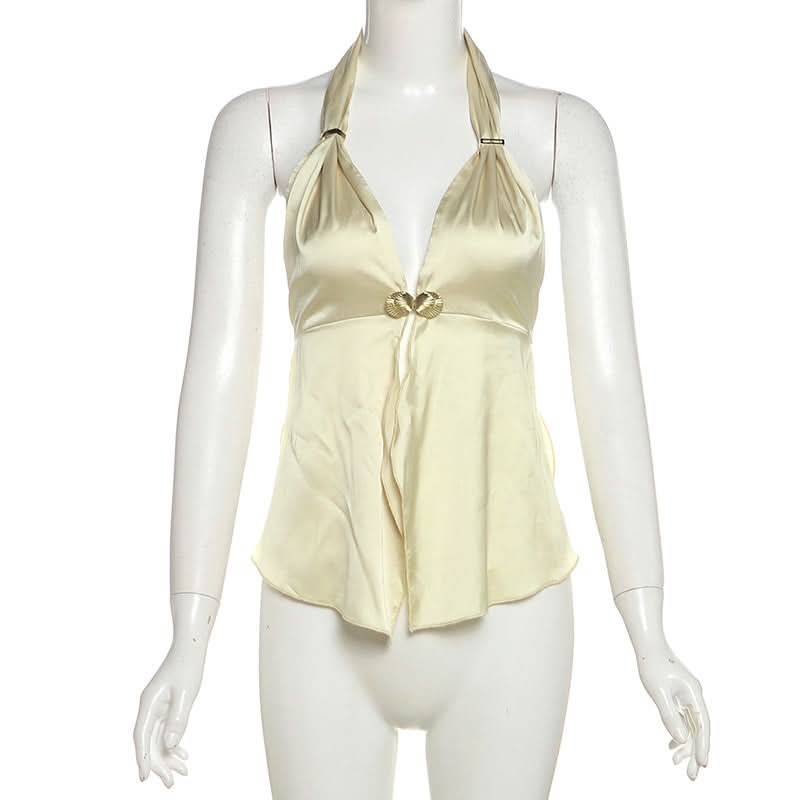Halter shell applique backless top  | Festival Outfits Women
