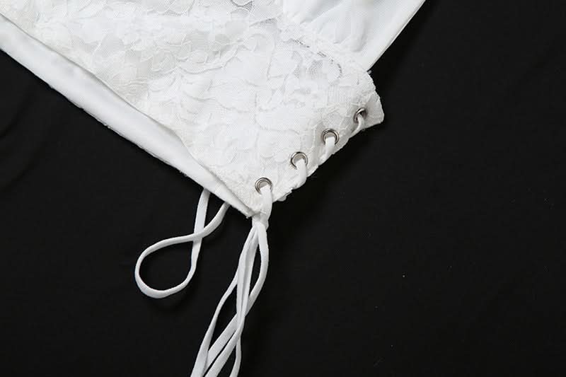 Halter self tie lace v neck backless top  | Festival Outfits Women