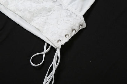 Halter self tie lace v neck backless top  | Festival Outfits Women