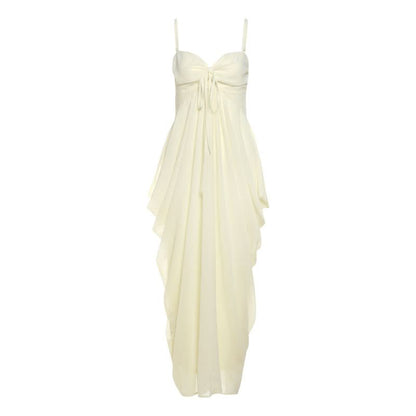 Ruched v neck hollow out cami cut out maxi dress  | Festival Outfits Women