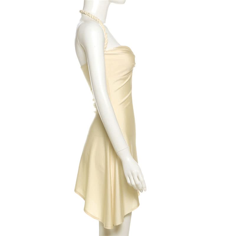 Halter sweetheart neck shell applique mini dress  | Festival Outfits Women